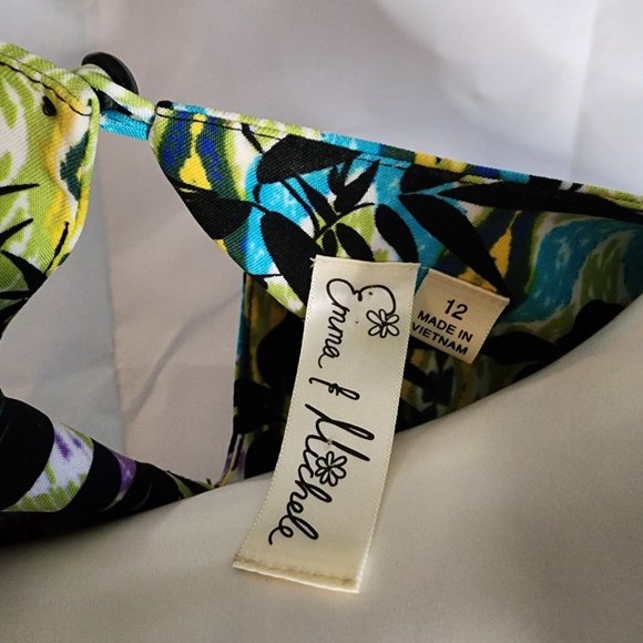 EMMA & MICHELE Blue Green Hawaiian Floral Sleeveless Dress Womens Size 12 - Picture 5 of 7